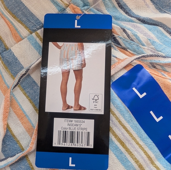 NWT! 🌈 BRIGGS NEW YORK ✨ Striped Linen Shorts(2)- SIZE L - Picture 5 of 9